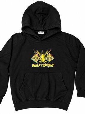 Allegory Heavyweight Neon Cyberpunk Graphic Black Pullover Hoodie Streetwear